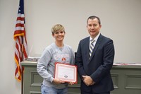 LMS Softball Player with Superintendent