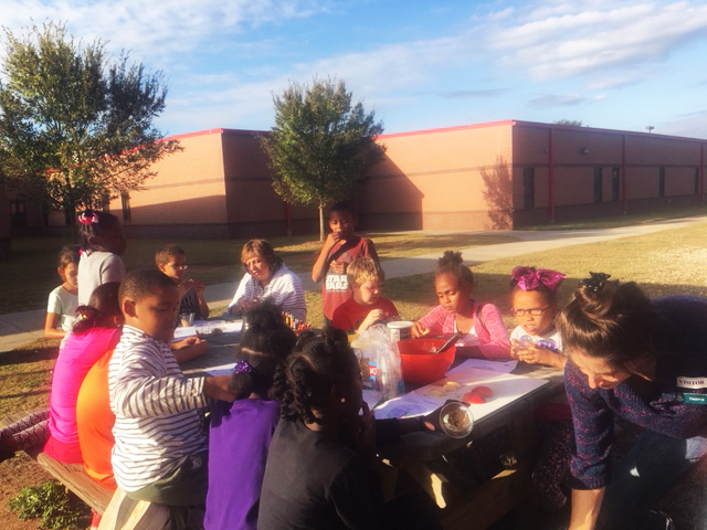 Students learning about nutrition by tasting healthy foods!