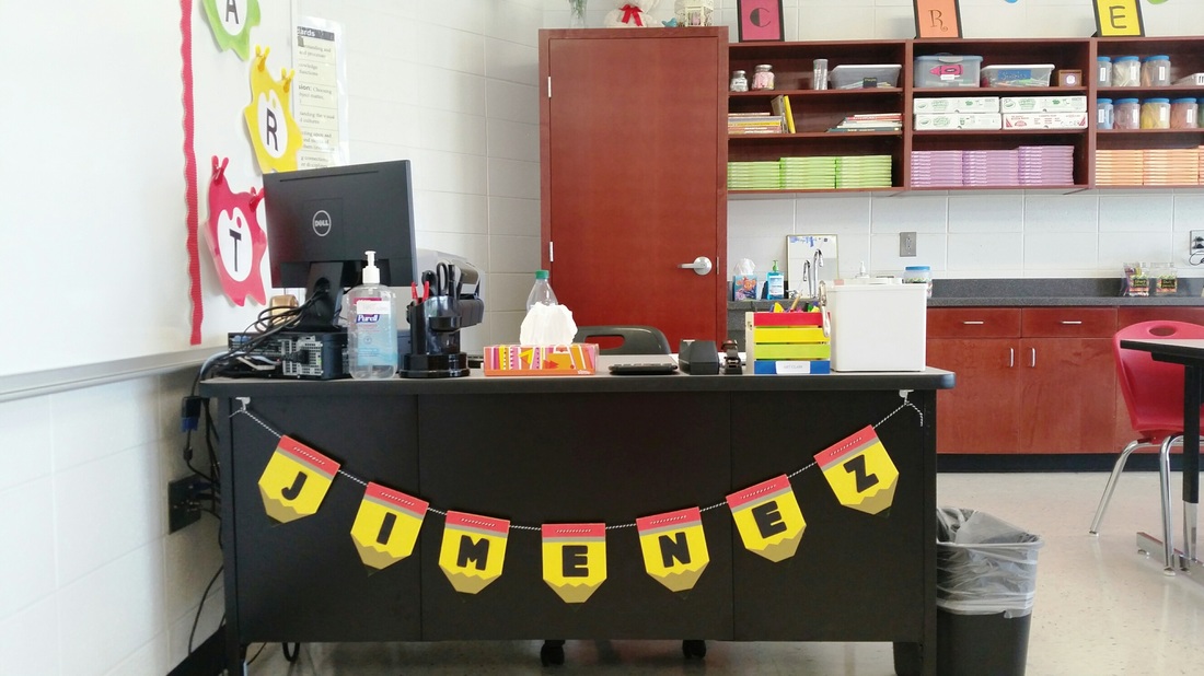 Teachers desk in LES art room. 