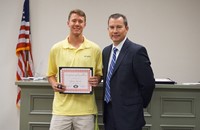 LHS baseball player with superintendent