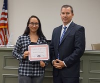 LHS student with superintendent