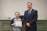 Monroe Elementary School Student and Superintendent Franklin