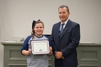 Monroe Elementary School Student and Superintendent Franklin