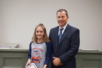 Monroe Elementary School Student and Superintendent Franklin
